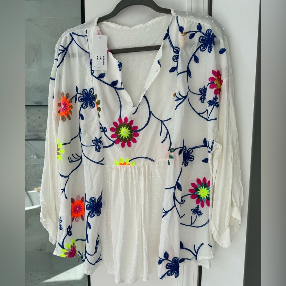 Floral Embroidered Women's Top